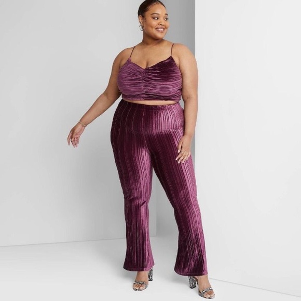 Purple Velvet Flare Pants
